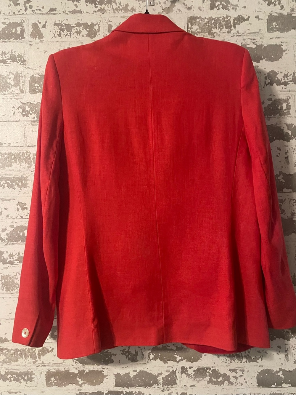 Vintage Lizzie Rubin Red Linen Blazer Jacket Women’s 14 Oversized Single Button - Picture 6 of 7
